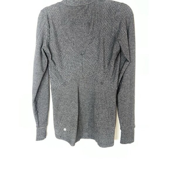 Lululemon 1/4 Zip Pullover Gray Micro Chevron Print Black Grey Size 6 Pocket B1 - Picture 4 of 6